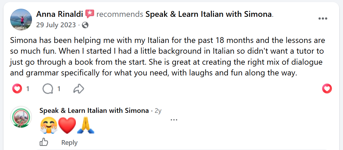 Facebook recommendation from Anna Rinaldi