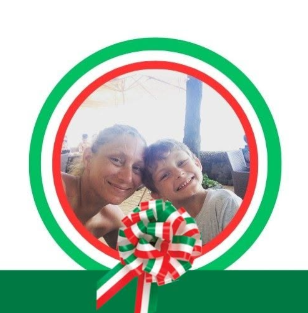 Simona, online Italian tutor, with her son